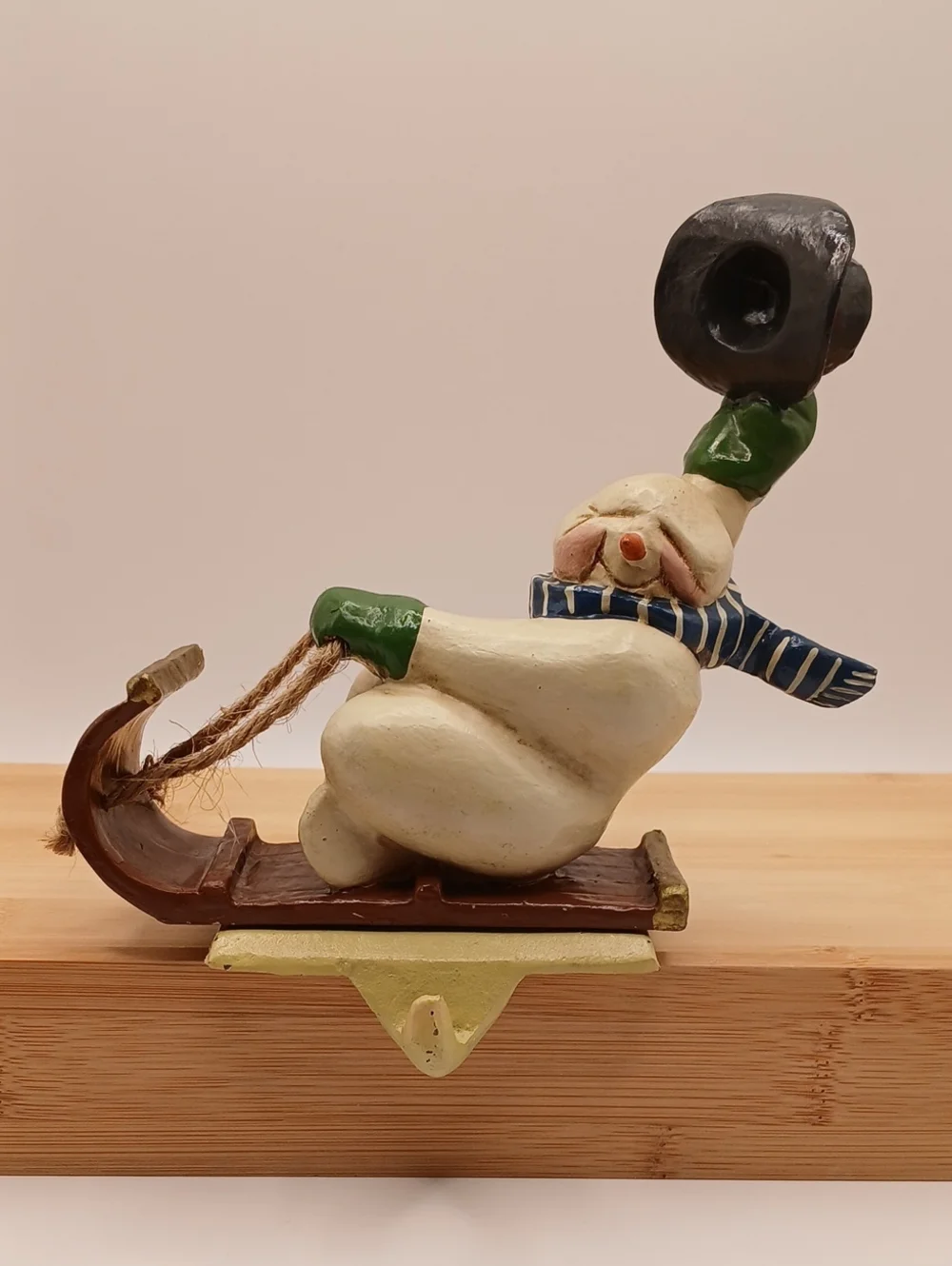 Vintage 2001 Snowman Cowboy Christmas Stocking Hanger